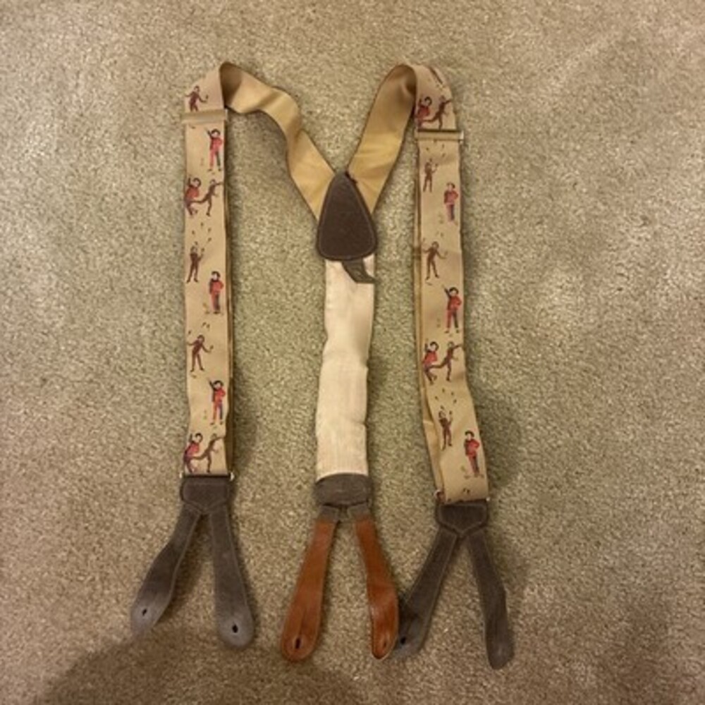 Vintage Trafalgar Suspenders Limited Edition Silk Clowns Juggling Circus